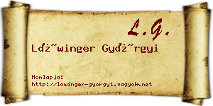 Lőwinger Györgyi névjegykártya